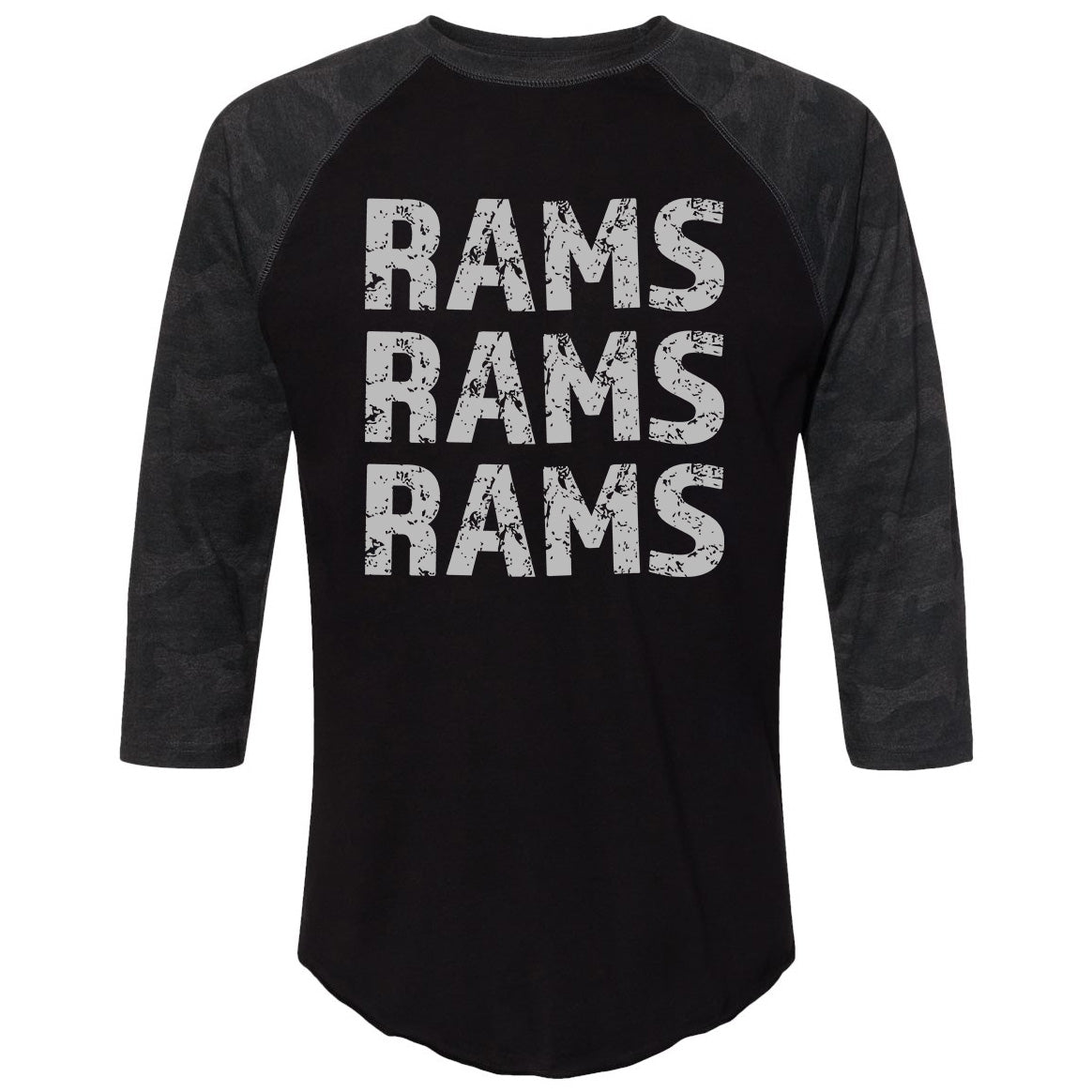Distressed Rams Storm Camo Raglan - Adult