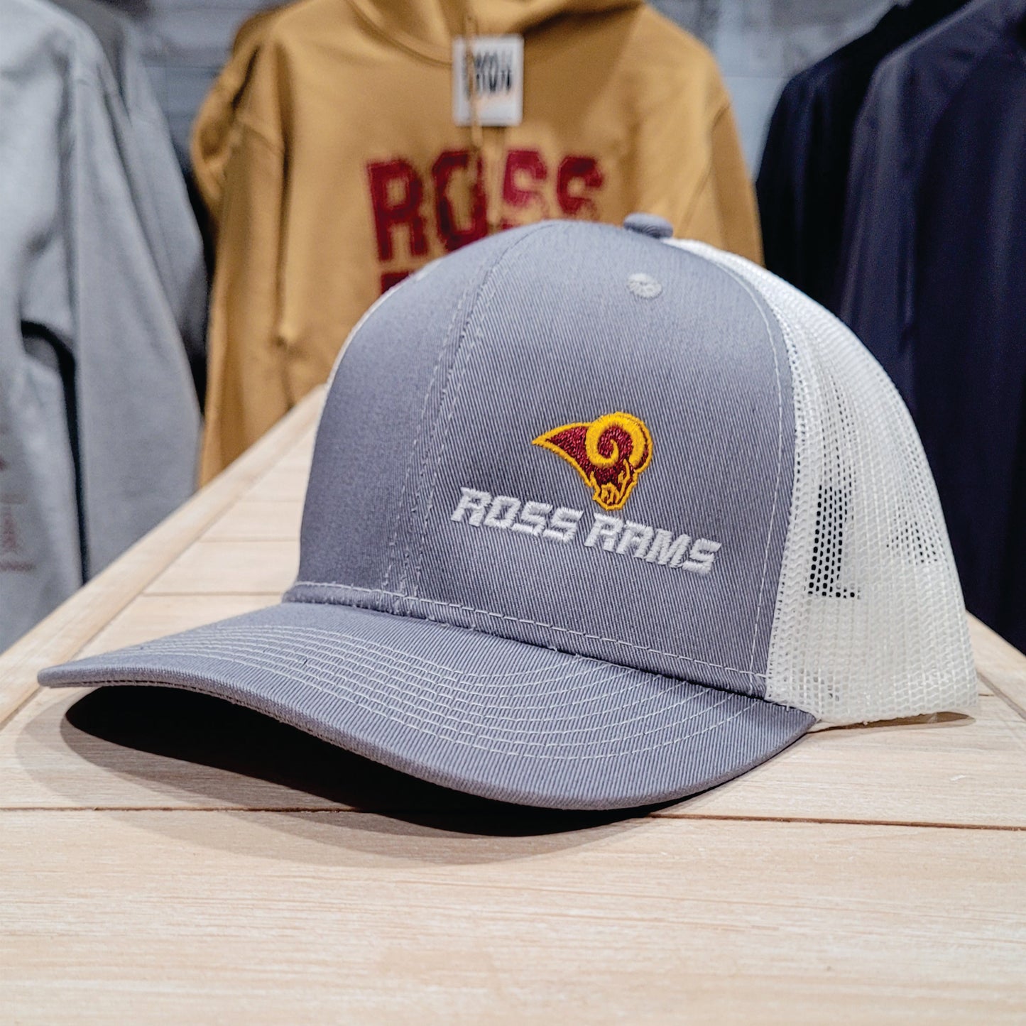 Adult Grey Ross Rams White Mesh Hat