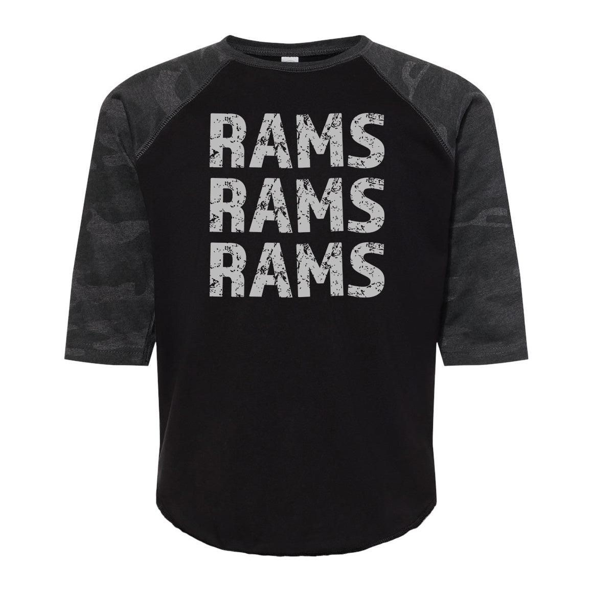 Distressed Rams - Storm Camo Raglan Youth