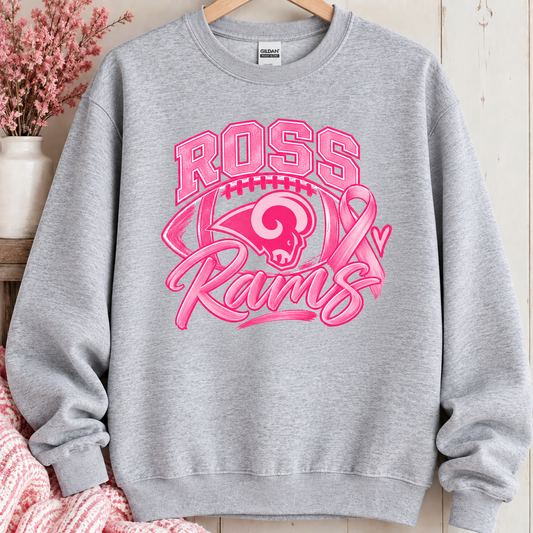 Ross Rams Sweatshirt Pink Out Football - Adult