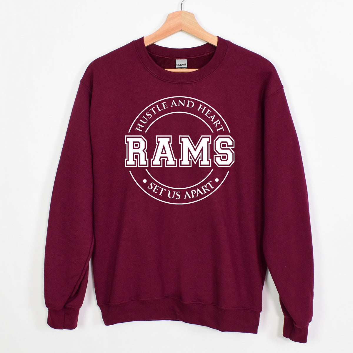 Hustle and Heart Ross Rams Maroon Sweatshirt