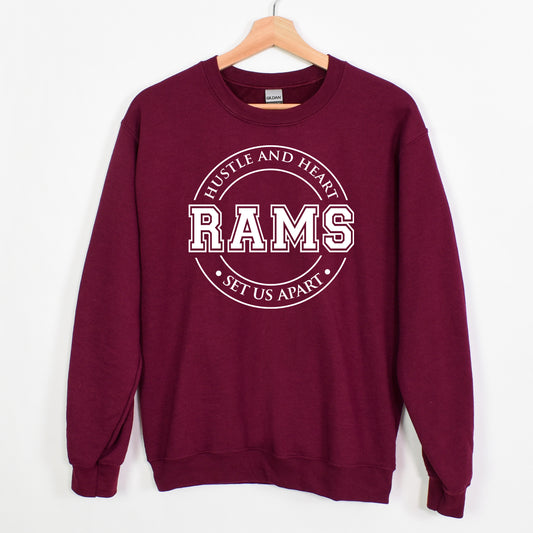 Hustle and Heart Ross Rams Maroon Sweatshirt