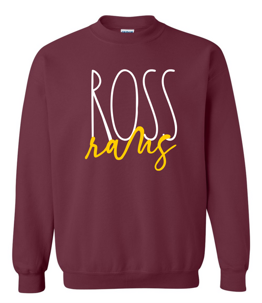 Ross Rams Maroon Sweatshirt - Rae Dunn Inspired - Adult