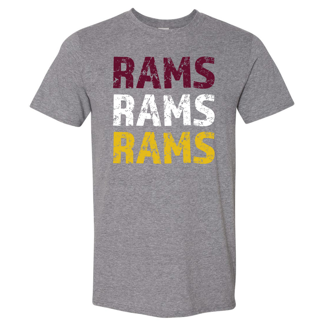 Distressed Rams Repeating Adult T-Shirt