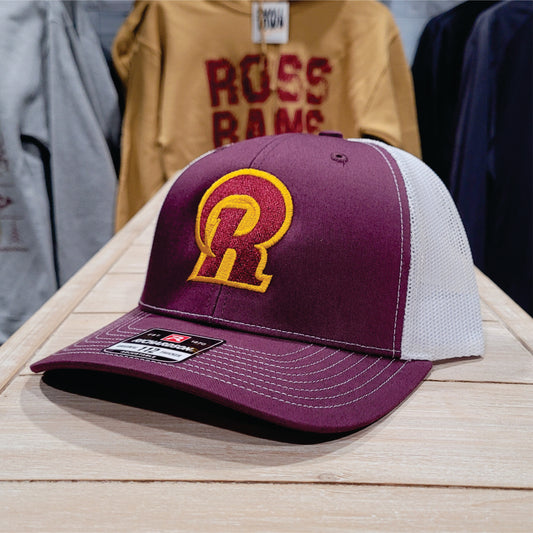Adult Maroon R White Mesh Hat